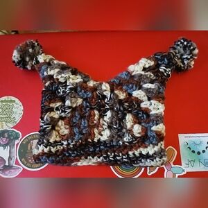 Infant Toddler Handmade Chunky Knit Pom-Pom Beanie - Multicolor Hat